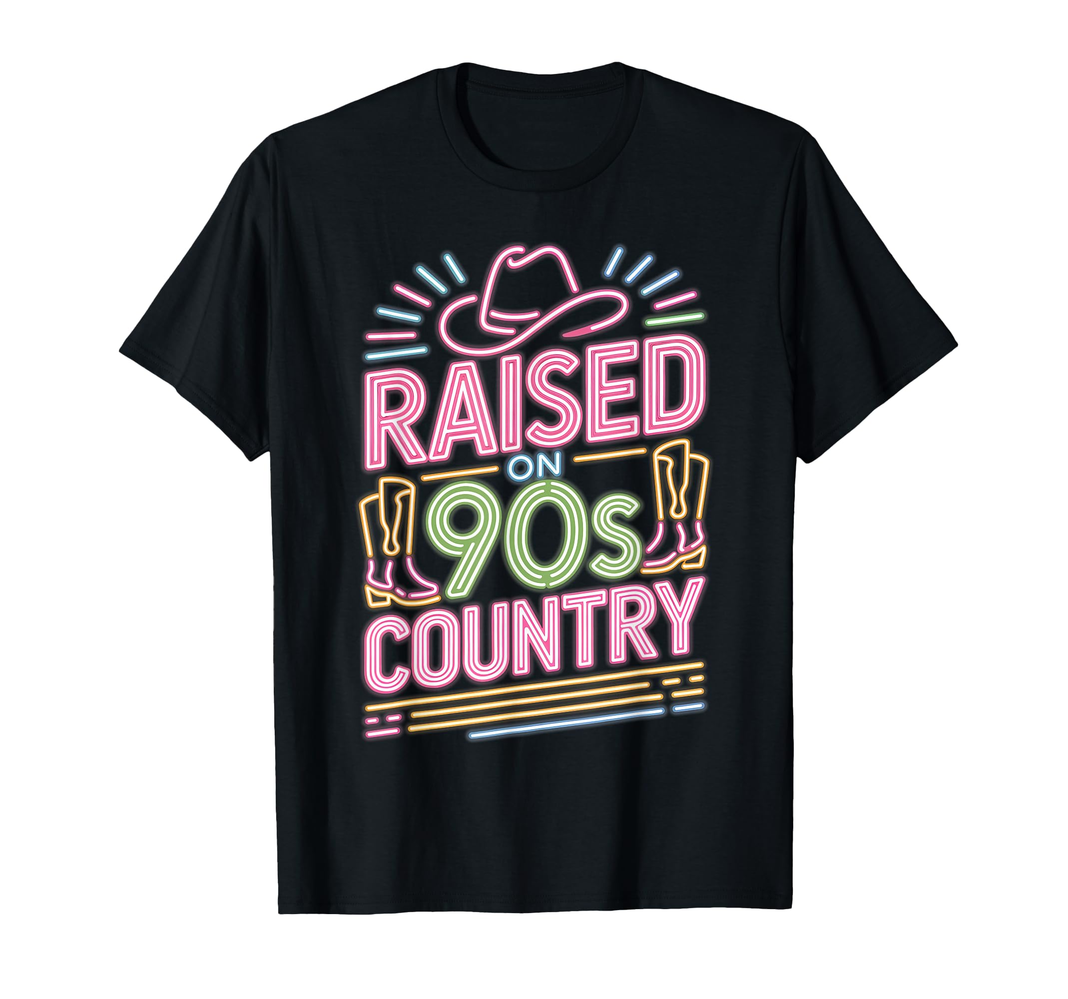 Western Cowboy Boots Hat Raised 90S T-Shirt - Unique Graphic for Adults - T-Shirt, Sweatshirt, Hoodie
