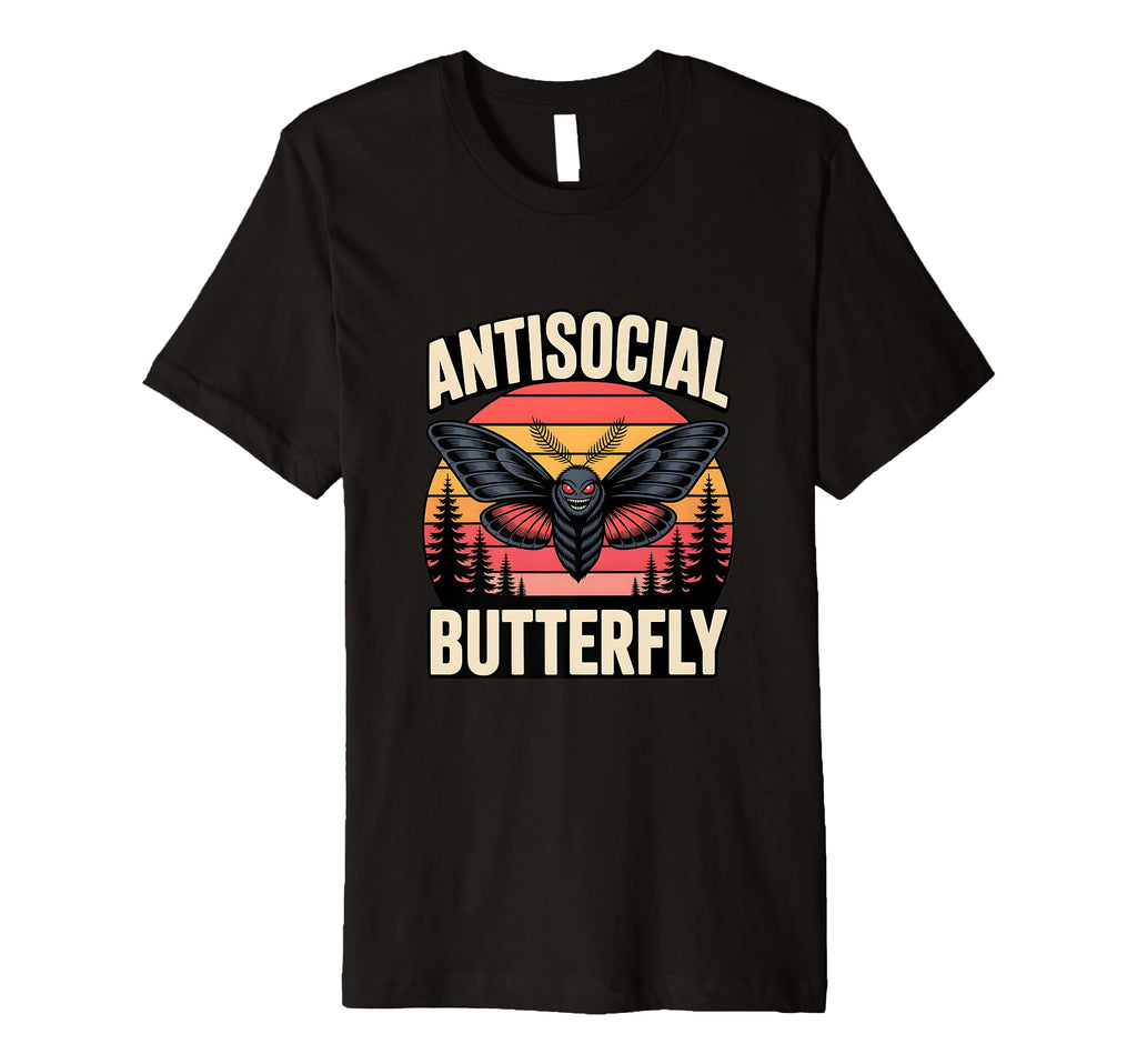 Moth Mann Cryptid Anti Social T-Shirt - Casual Everyday Wear Men Women - T-Shirt, Sweatshirt, Hoodie