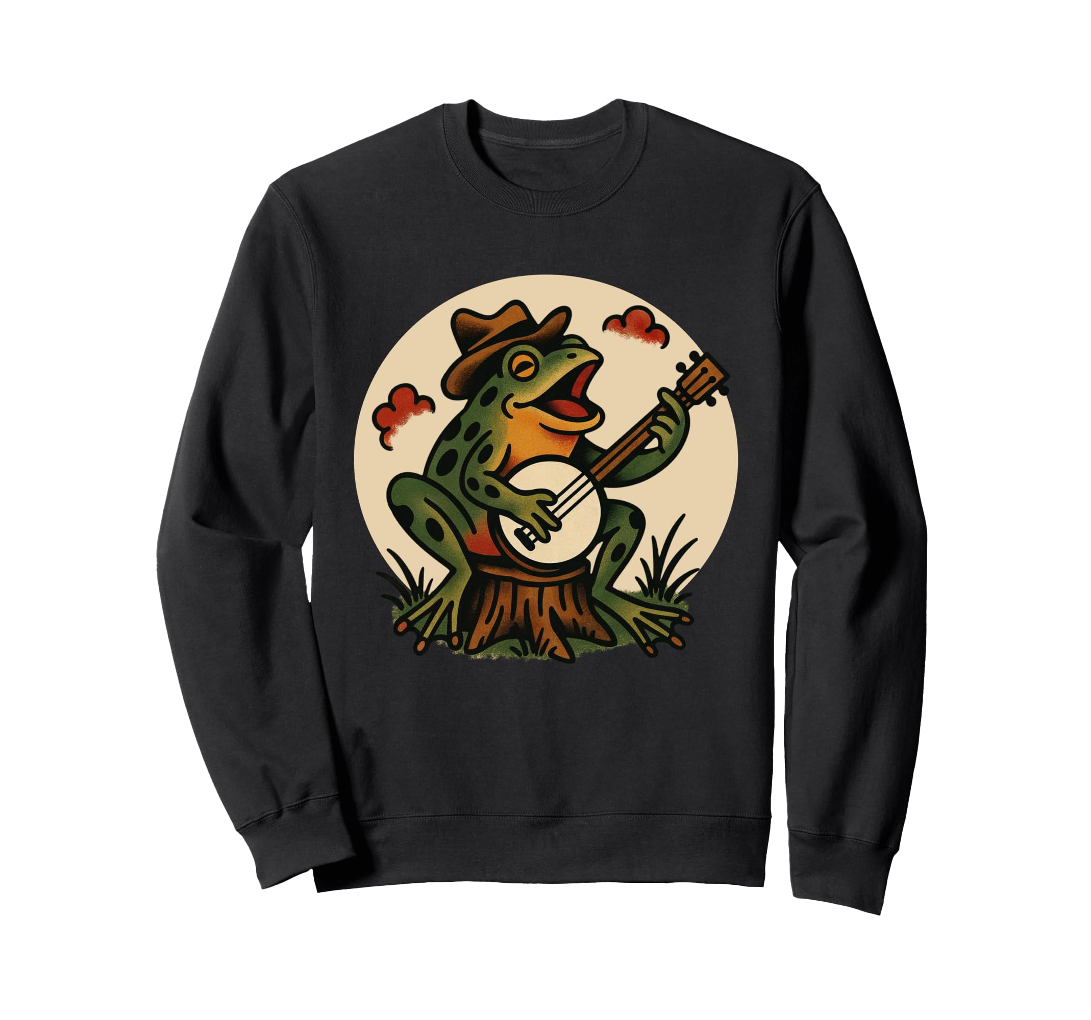 Frog Banjo Tattoo Flash American Sweatshirt - Novelty Apparel Unisex - T-Shirt, Sweatshirt, Hoodie