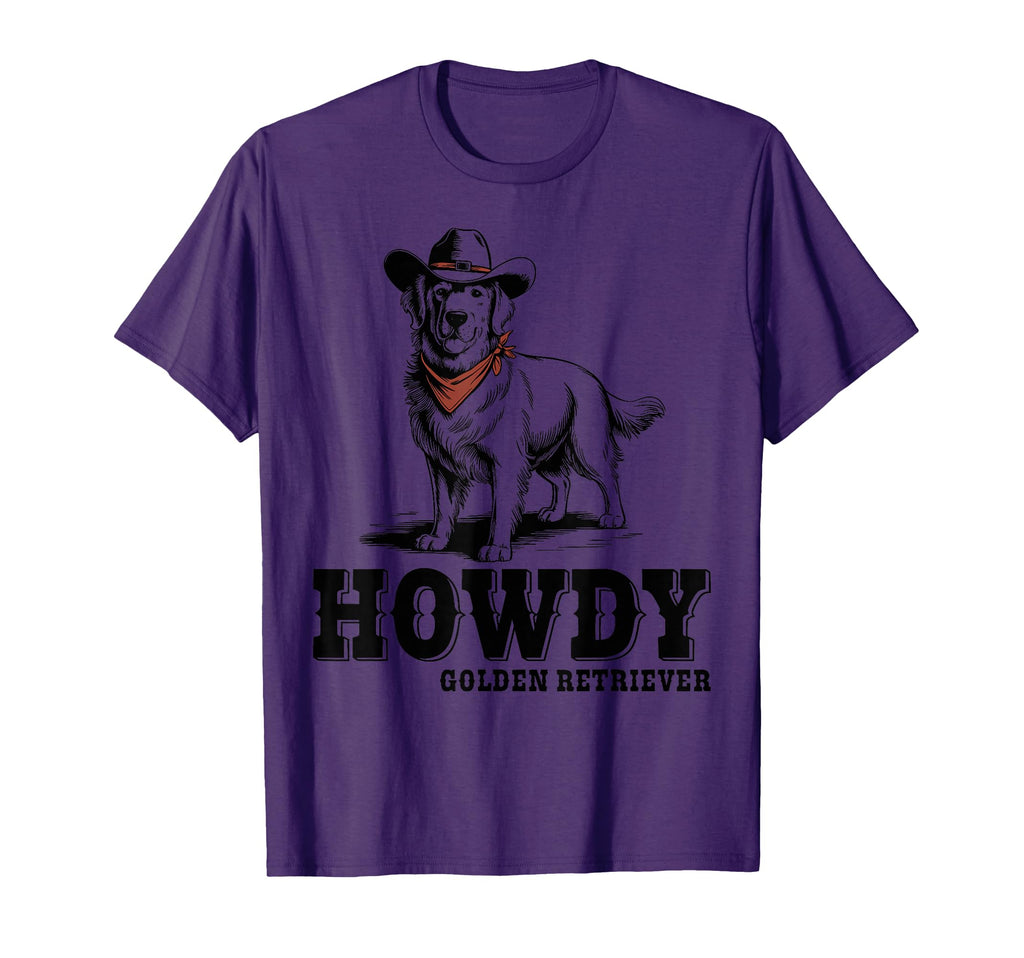 Howdy Golden Retriever Cowboy Dog Lovers T-Shirt - Novelty Apparel Unisex - T-Shirt, Sweatshirt, Hoodie