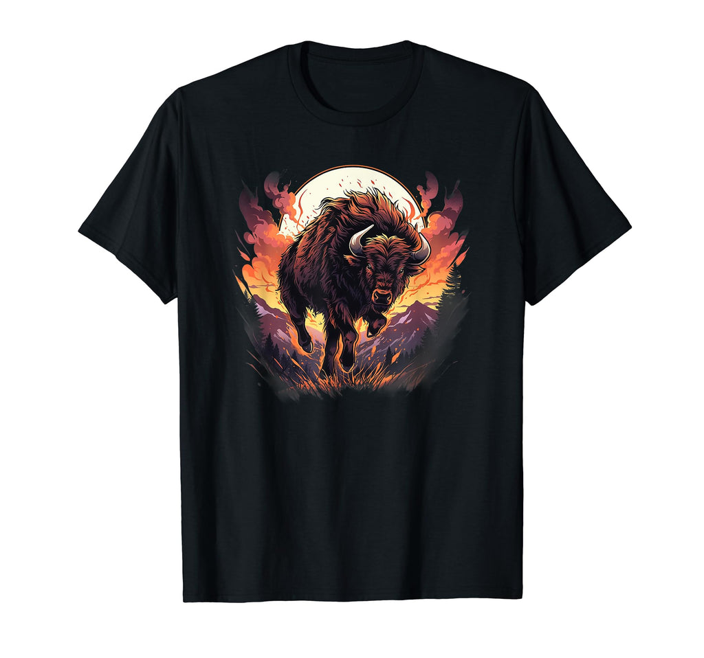 Bison Roaming Wild Western Mens T-Shirt - Custom Art Print for Adults - T-Shirt, Sweatshirt, Hoodie