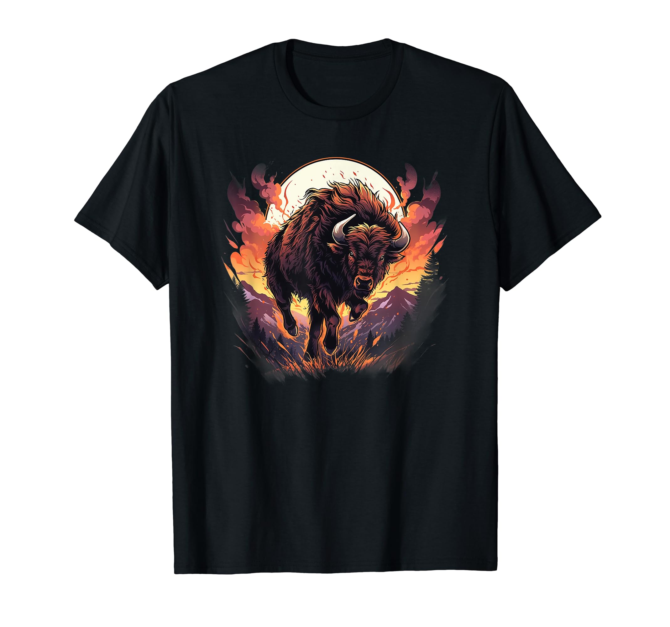 Bison Roaming Wild Western Mens T-Shirt - Custom Art Print for Adults - T-Shirt, Sweatshirt, Hoodie
