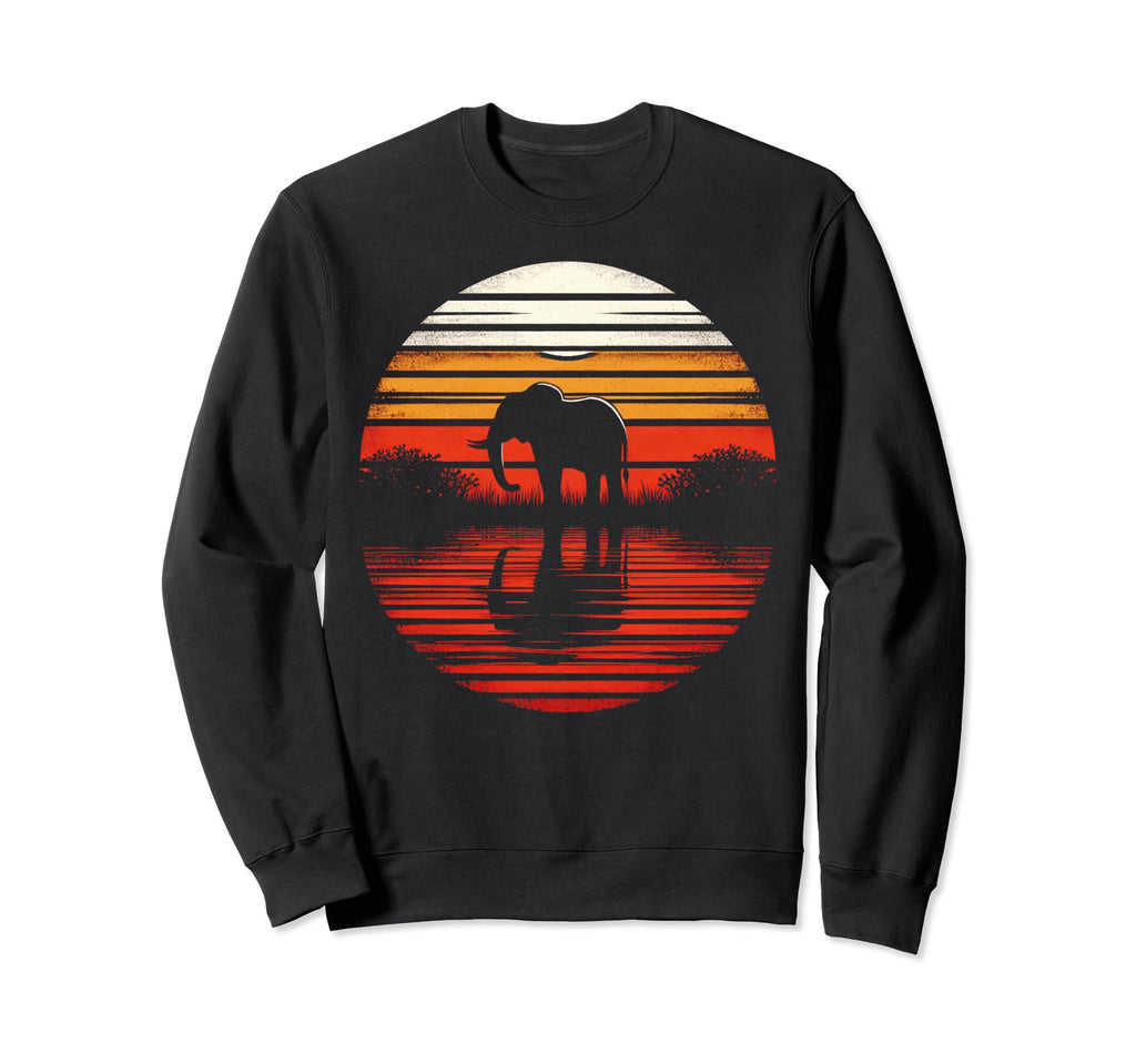 Elephant Sunset Safari 70S Sweatshirt - Casual Everyday Wear for Adults - T-Shirt, Sweatshirt, Hoodie
