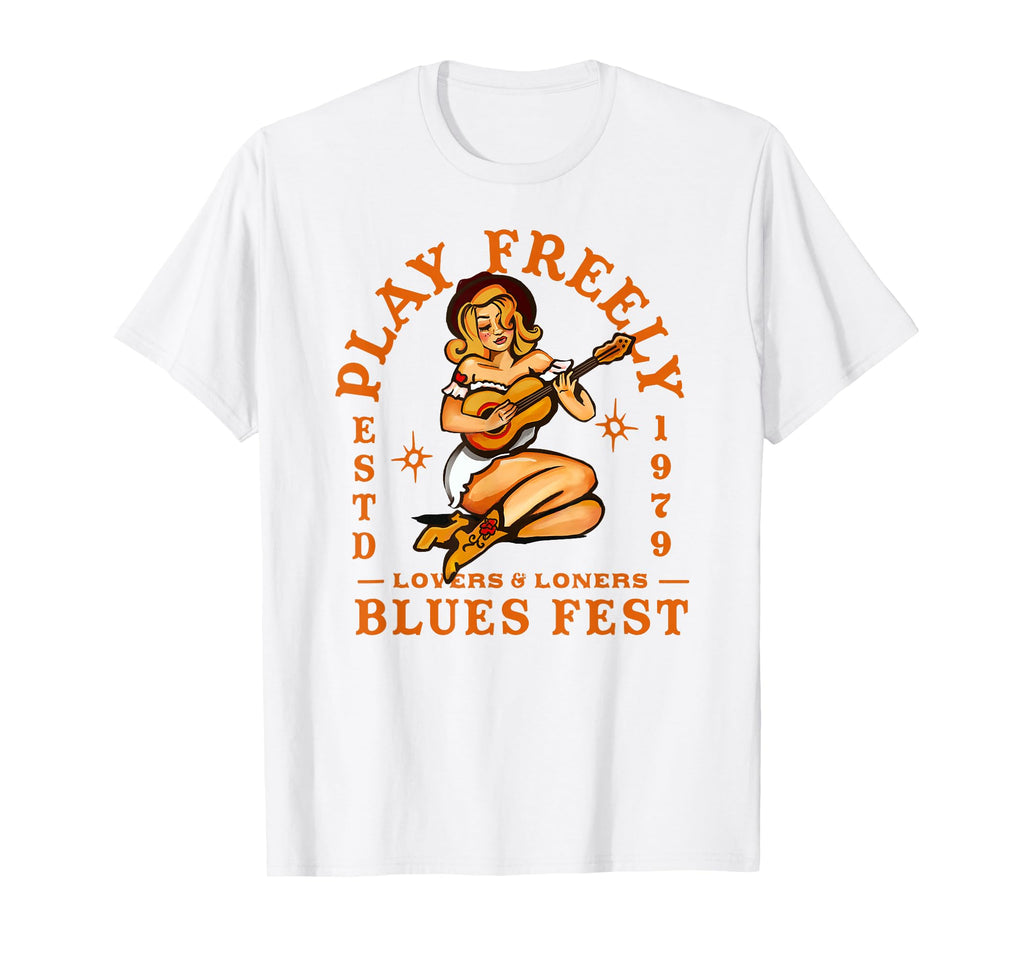 Play Freely Blues Fest Pinup Gift T-Shirt - Trendy Graphic for Adults - T-Shirt, Sweatshirt, Hoodie