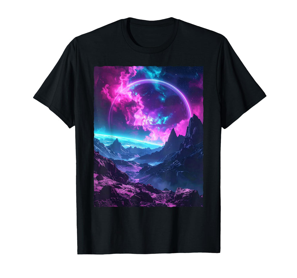Synthwave Space Galaxy Planet T-Shirt - Fun Novelty Design Unisex - T-Shirt, Sweatshirt, Hoodie