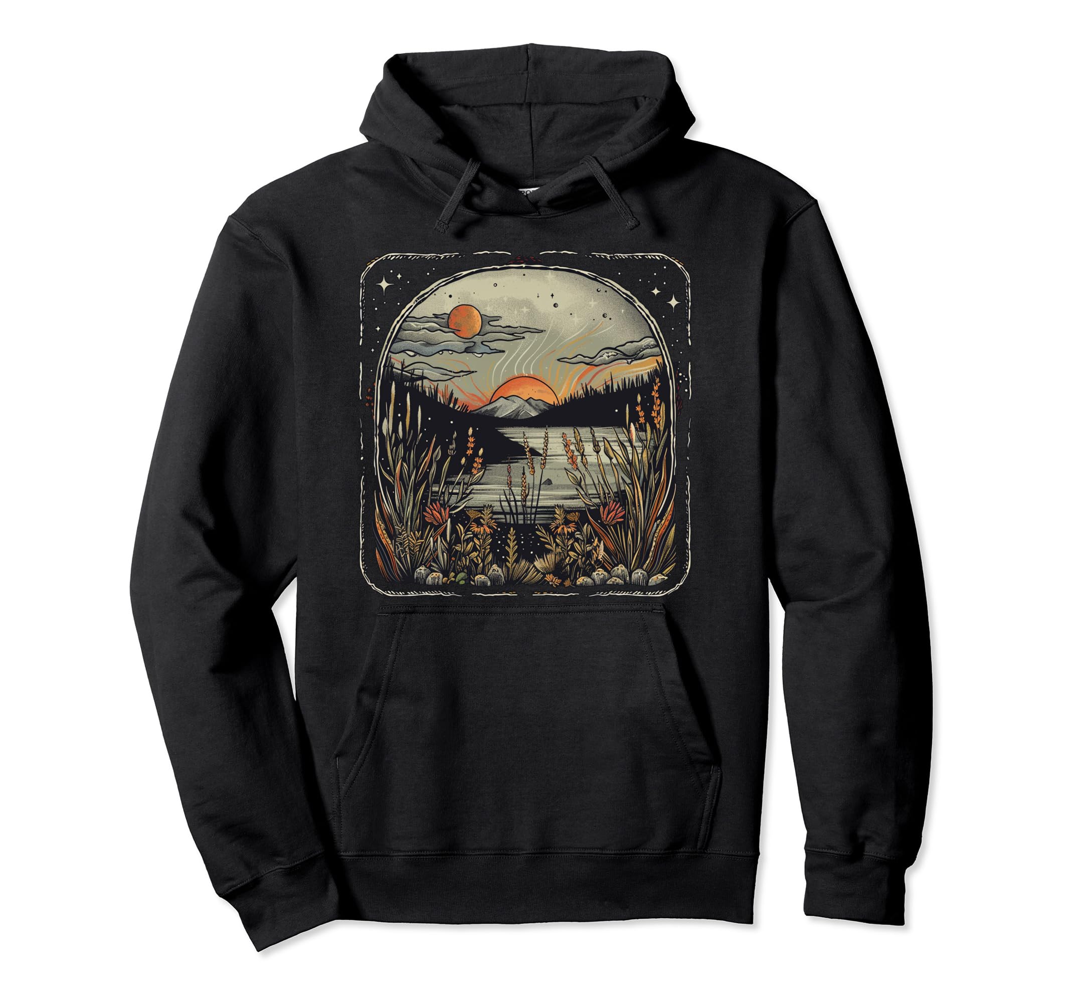 Sunset Lake Nature Landscape Hoodie - Novelty Apparel Unisex - T-Shirt, Sweatshirt, Hoodie