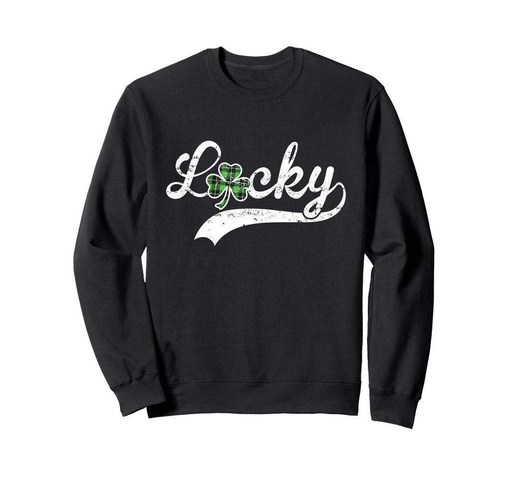 Lucky St Patricks Day Distressed Sweatshirt - Unique Graphic Men Women - T-Shirt, Sweatshirt, Hoodie