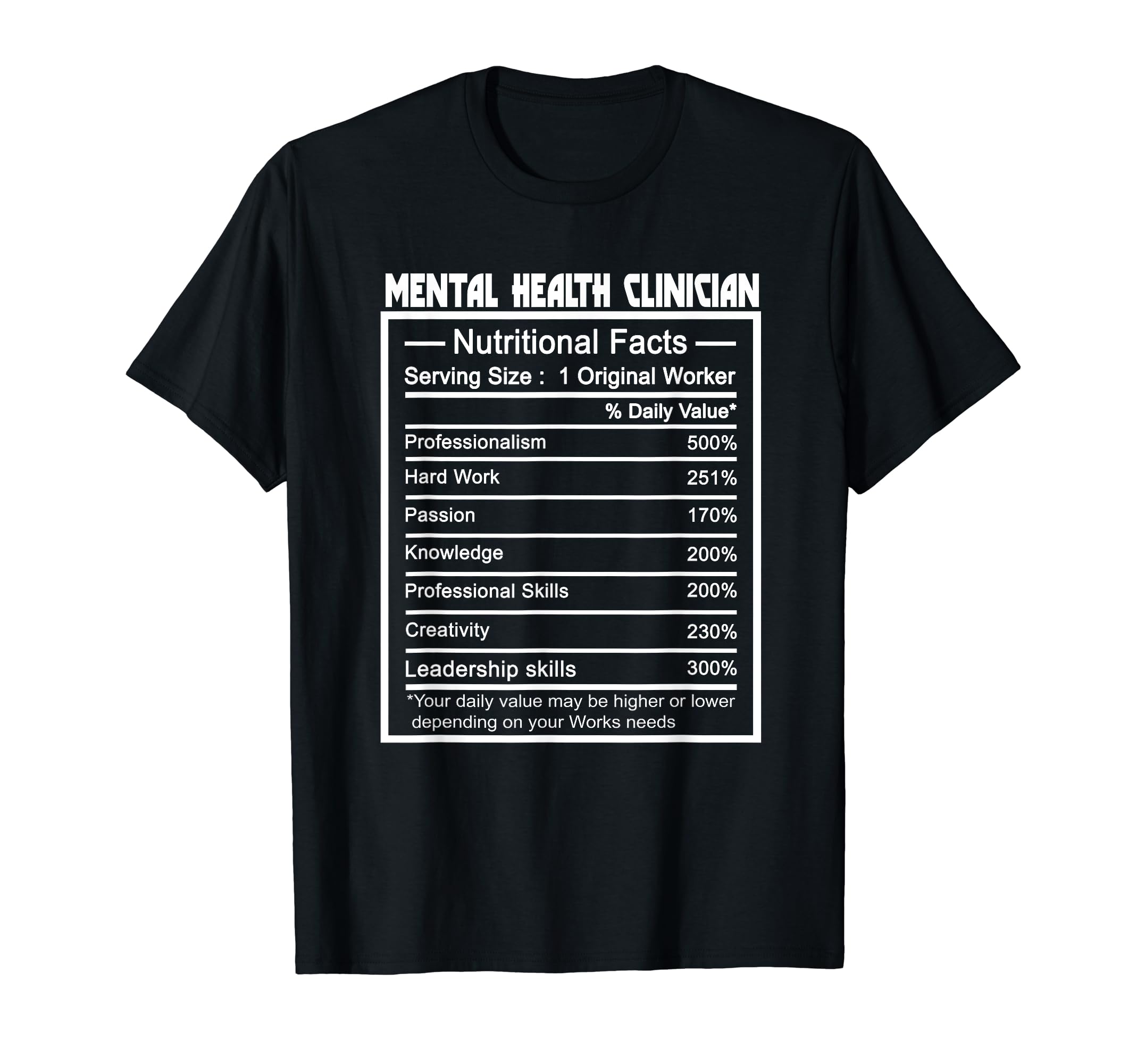 Job Title Worker Nutrition Facts Mental T-Shirt - Graphic Print Men Women - T-Shirt, Sweatshirt, Hoodie