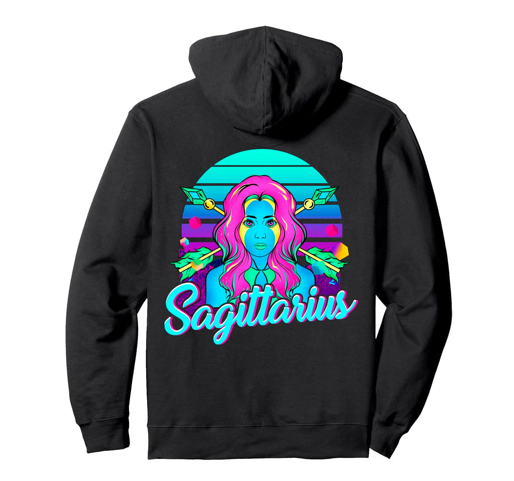 Sagittarius Synthwave Archer Hoodie - Minimalist Print for Adults - T-Shirt, Sweatshirt, Hoodie