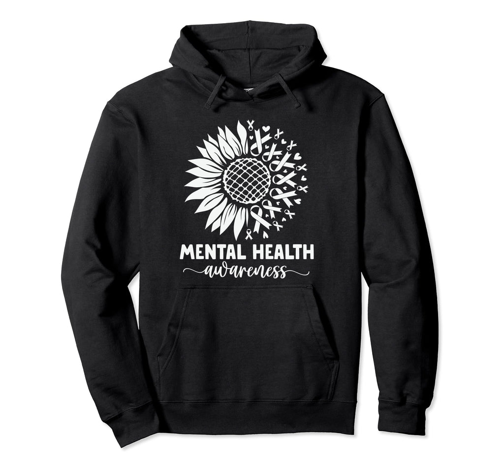 Mental Health Awareness Green Sunflower Hoodie - Graphic Print Men Women - T-Shirt, Sweatshirt, Hoodie