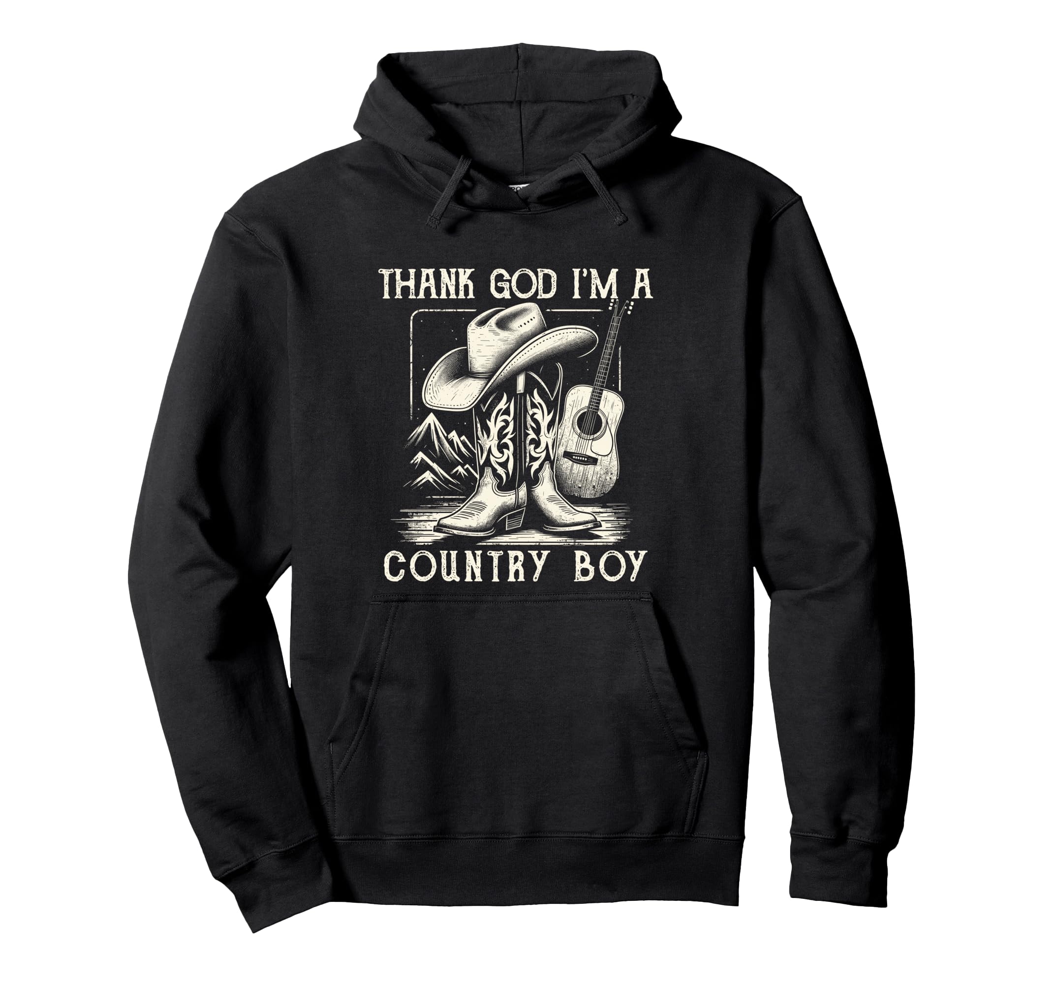 Thank God Im Country Music Cowboy Hoodie - Casual Everyday Wear Men Women - T-Shirt, Sweatshirt, Hoodie
