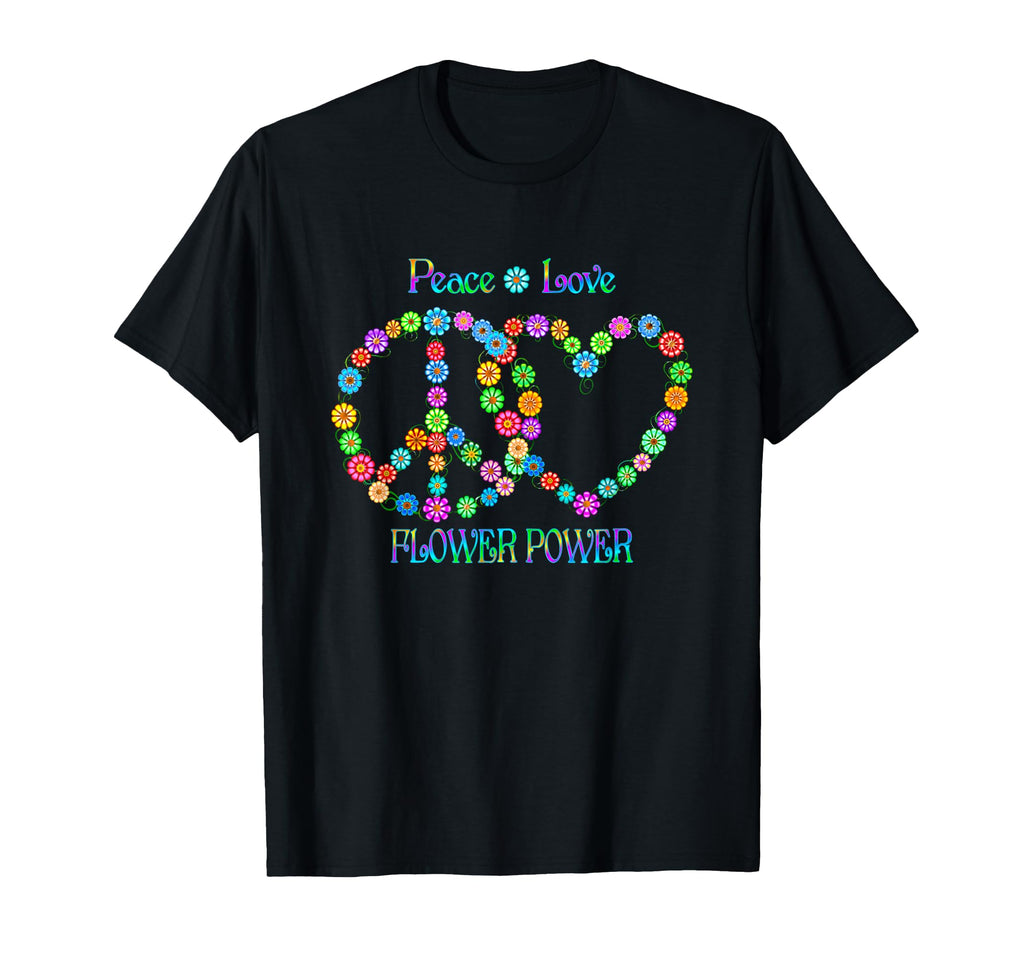 Peace Love Flower Power T-Shirt - Custom Art Print for Adults - T-Shirt, Sweatshirt, Hoodie