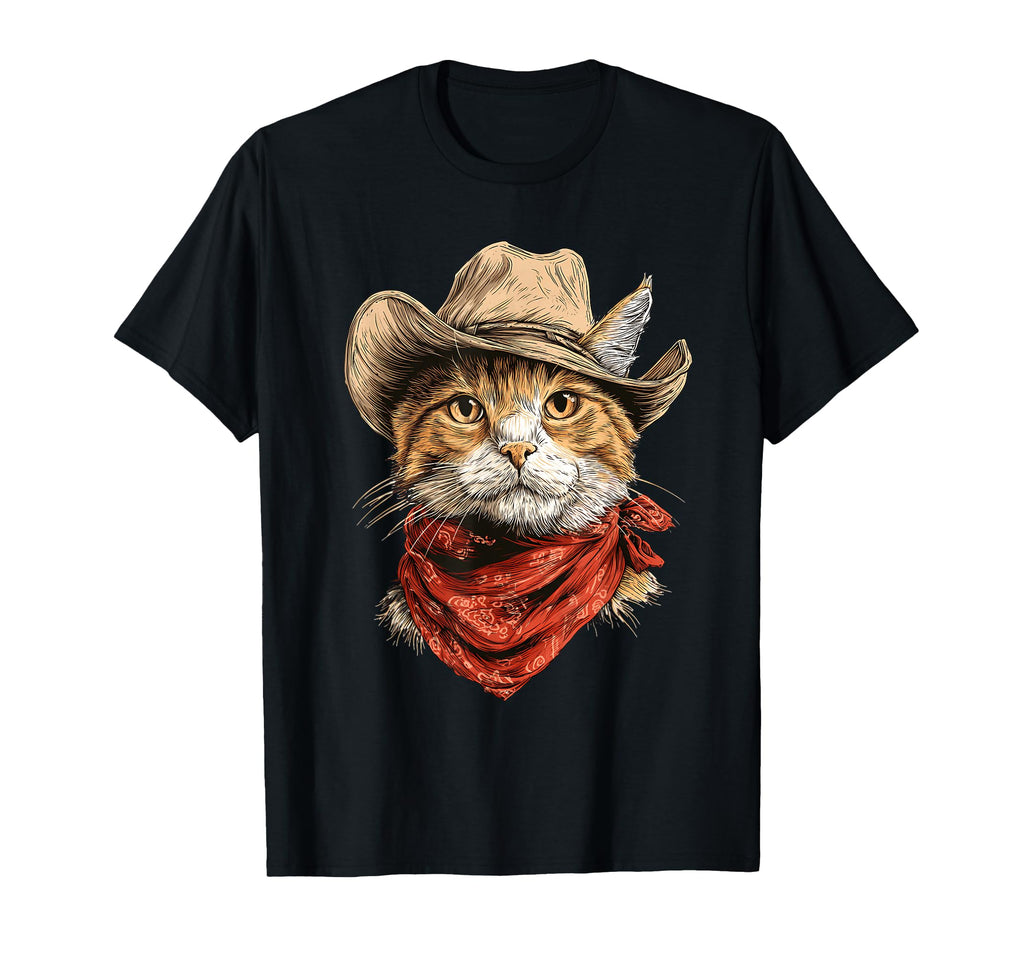 Country Western Cowgirl Funny Cowboy Cat T-Shirt - Aesthetic Graphic Unisex - T-Shirt, Sweatshirt, Hoodie