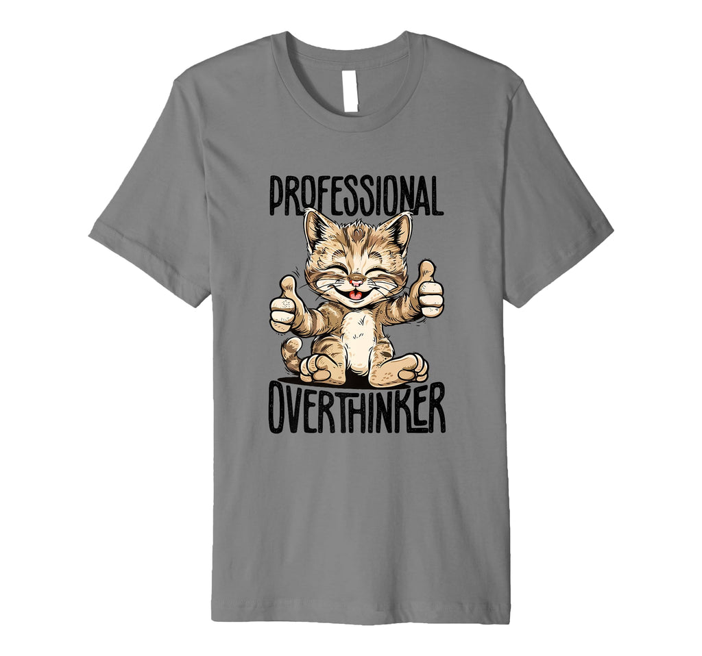 Professional Overthinker Cat Introvert T-Shirt - Minimalist Print Unisex - T-Shirt, Sweatshirt, Hoodie