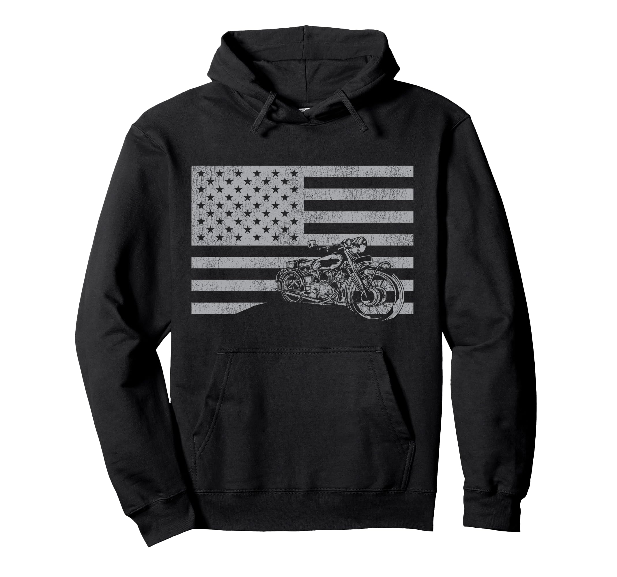 Motorcycle Biker American Flag Hoodie - Unique Graphic for Adults - T-Shirt, Sweatshirt, Hoodie