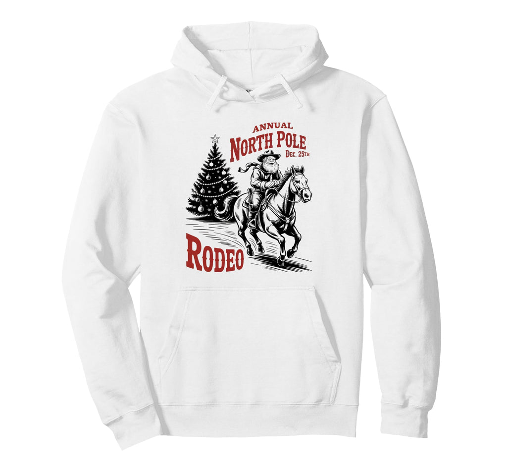 Annual North Pole Rodeo Santa Western Hoodie - Minimalist Print Men Women - T-Shirt, Sweatshirt, Hoodie