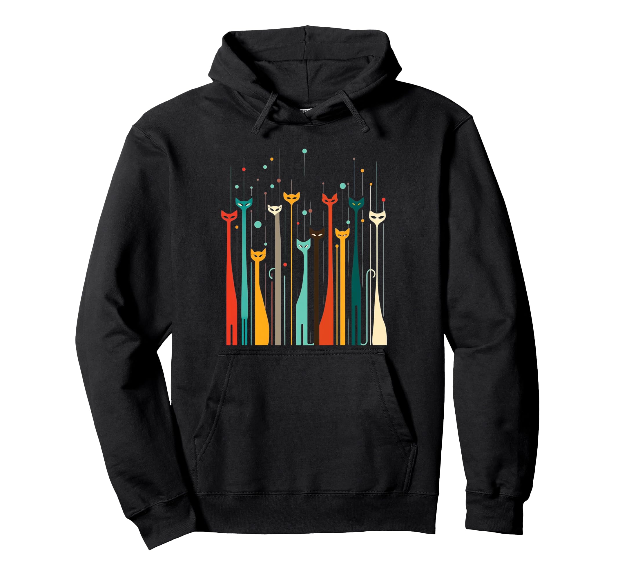 Mid Century Long Neck Cats 50S 60S Hoodie - Minimalist Print Men Women - T-Shirt, Sweatshirt, Hoodie