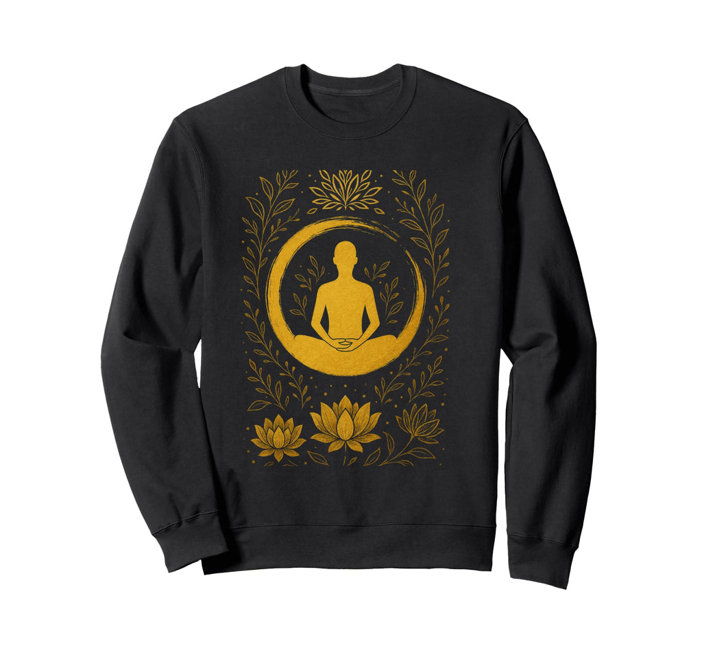 Golden Meditation Lotus Zen Yoga Sweatshirt - Graphic Print Men Women - T-Shirt, Sweatshirt, Hoodie