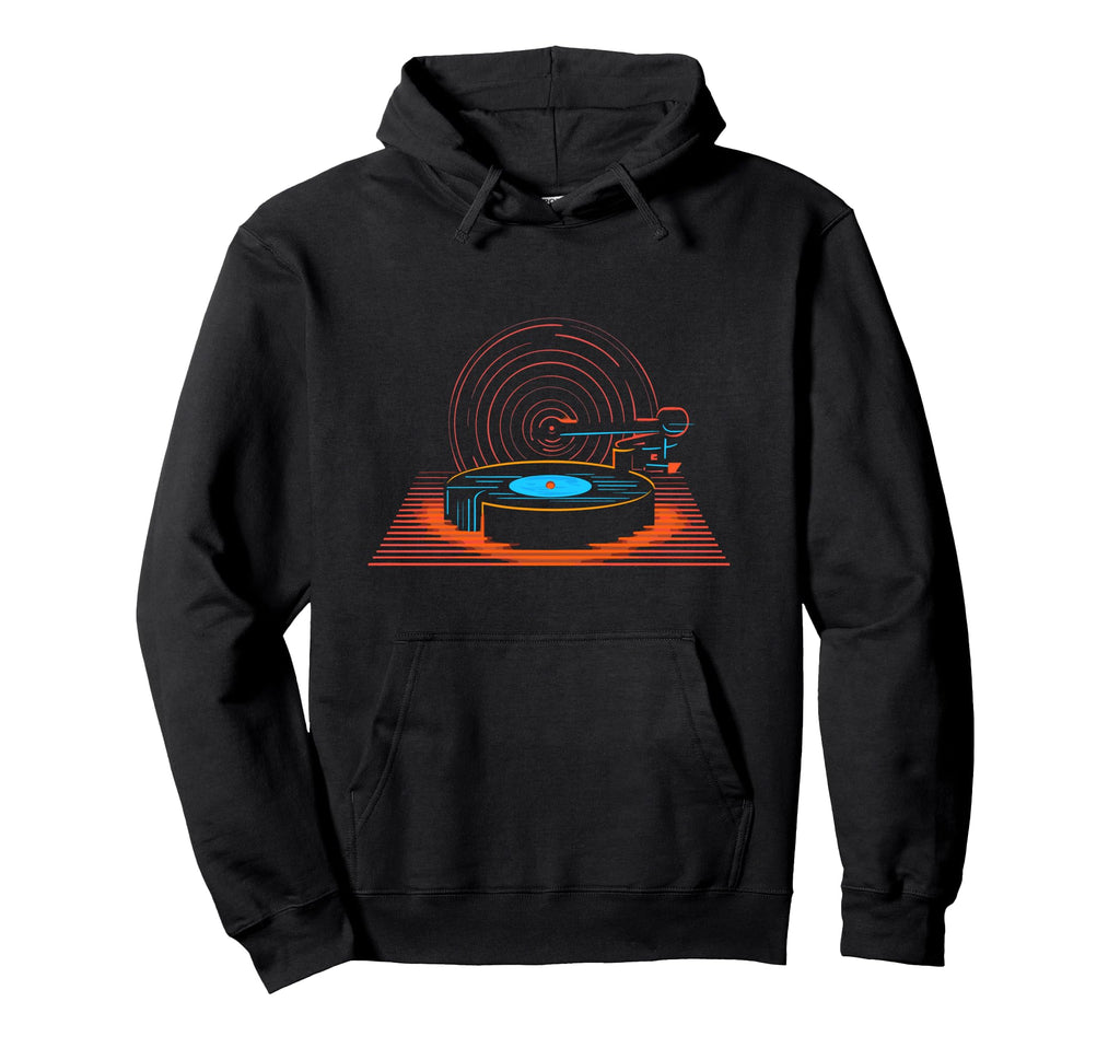 Turntable Vinyl Record Player Sketch Hoodie - Custom Art Print for Adults - T-Shirt, Sweatshirt, Hoodie