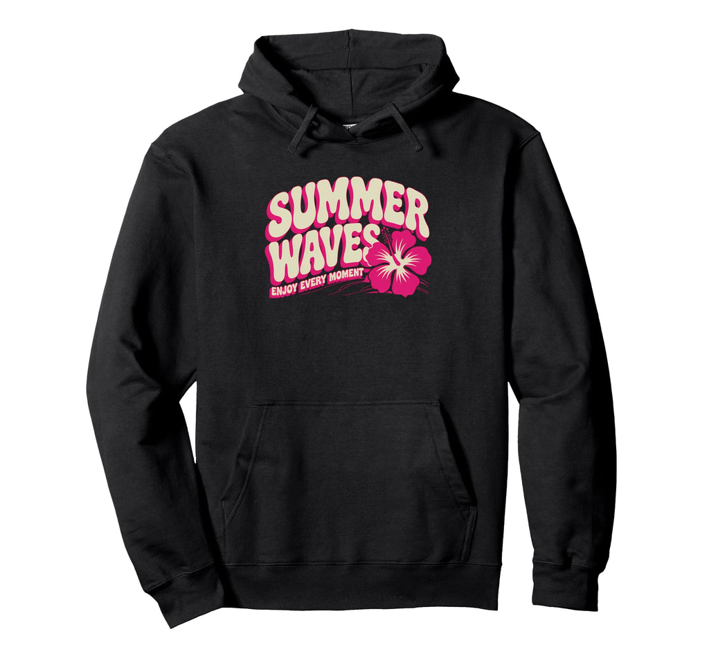 Typography Summer Vibes Summer Waves Hoodie - Unique Graphic for Adults - T-Shirt, Sweatshirt, Hoodie