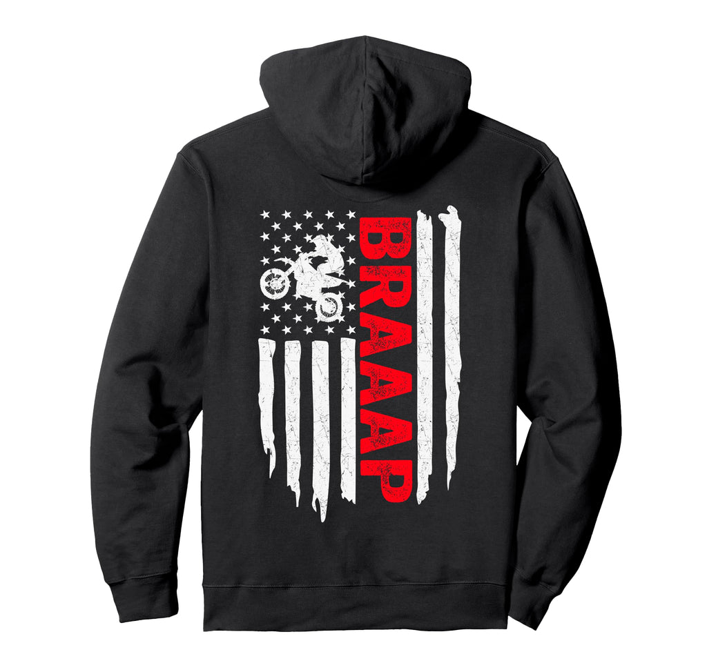 Braaap Usa American Flag Dirt Bike Hoodie - Aesthetic Graphic Men Women - T-Shirt, Sweatshirt, Hoodie