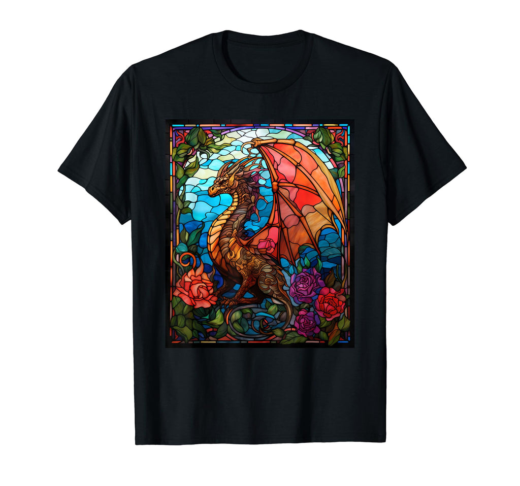 Stained Glass Western Dragon T-Shirt - Graphic Print for Adults - T-Shirt, Sweatshirt, Hoodie