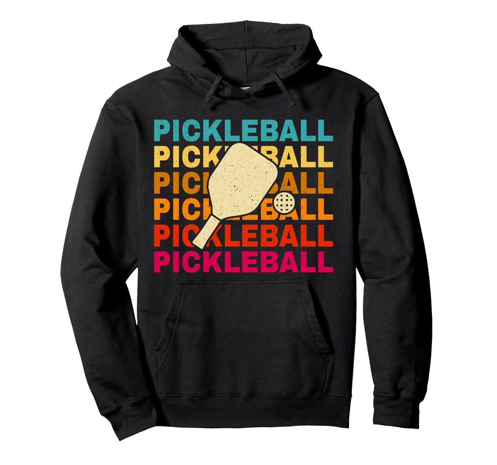 Pickleball Rainbow Stacked Typography Art Hoodie - Custom Art Print Unisex - T-Shirt, Sweatshirt, Hoodie