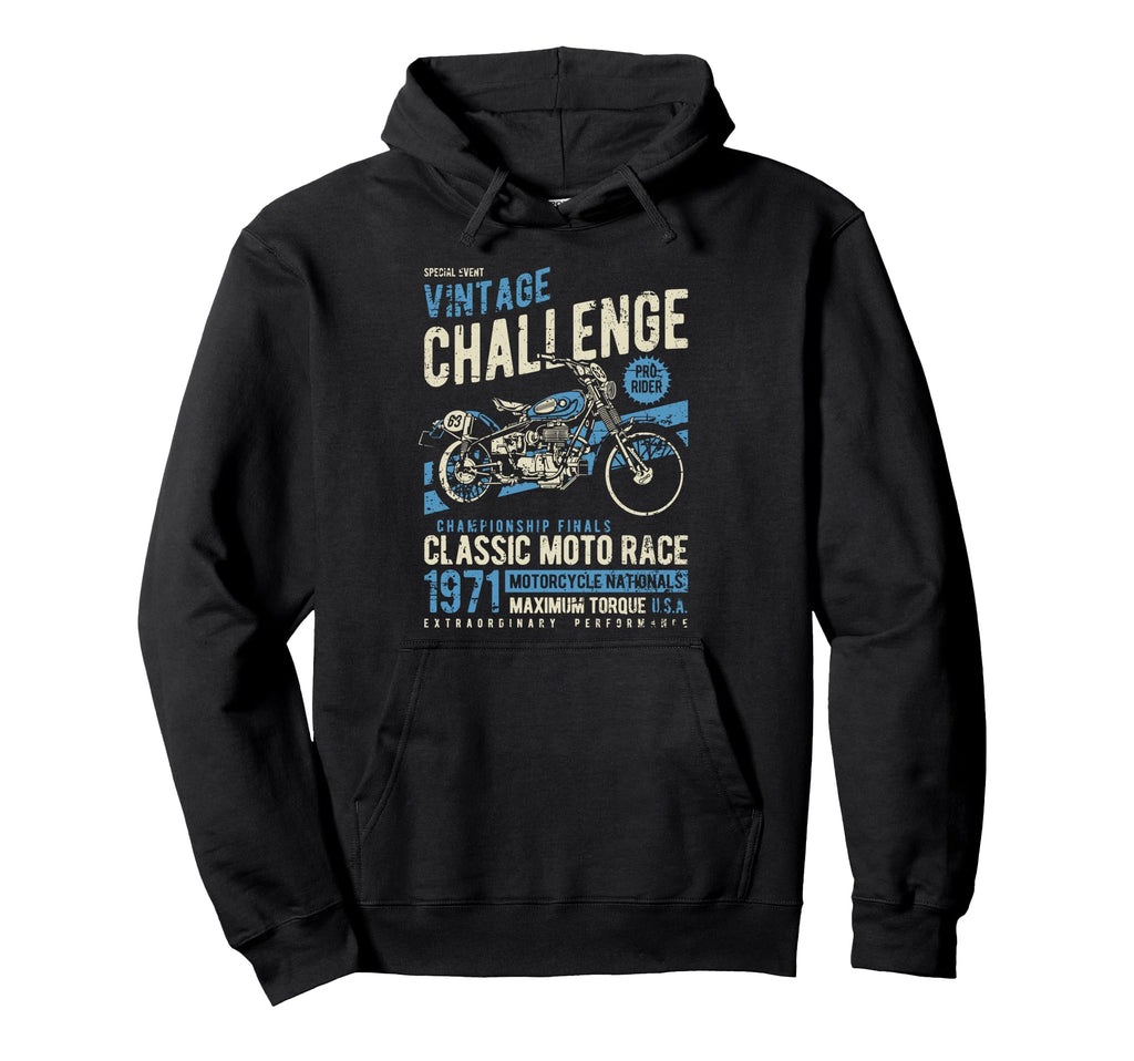 Challenge Motorcycle Race Distressed Hoodie - Minimalist Print for Adults - T-Shirt, Sweatshirt, Hoodie
