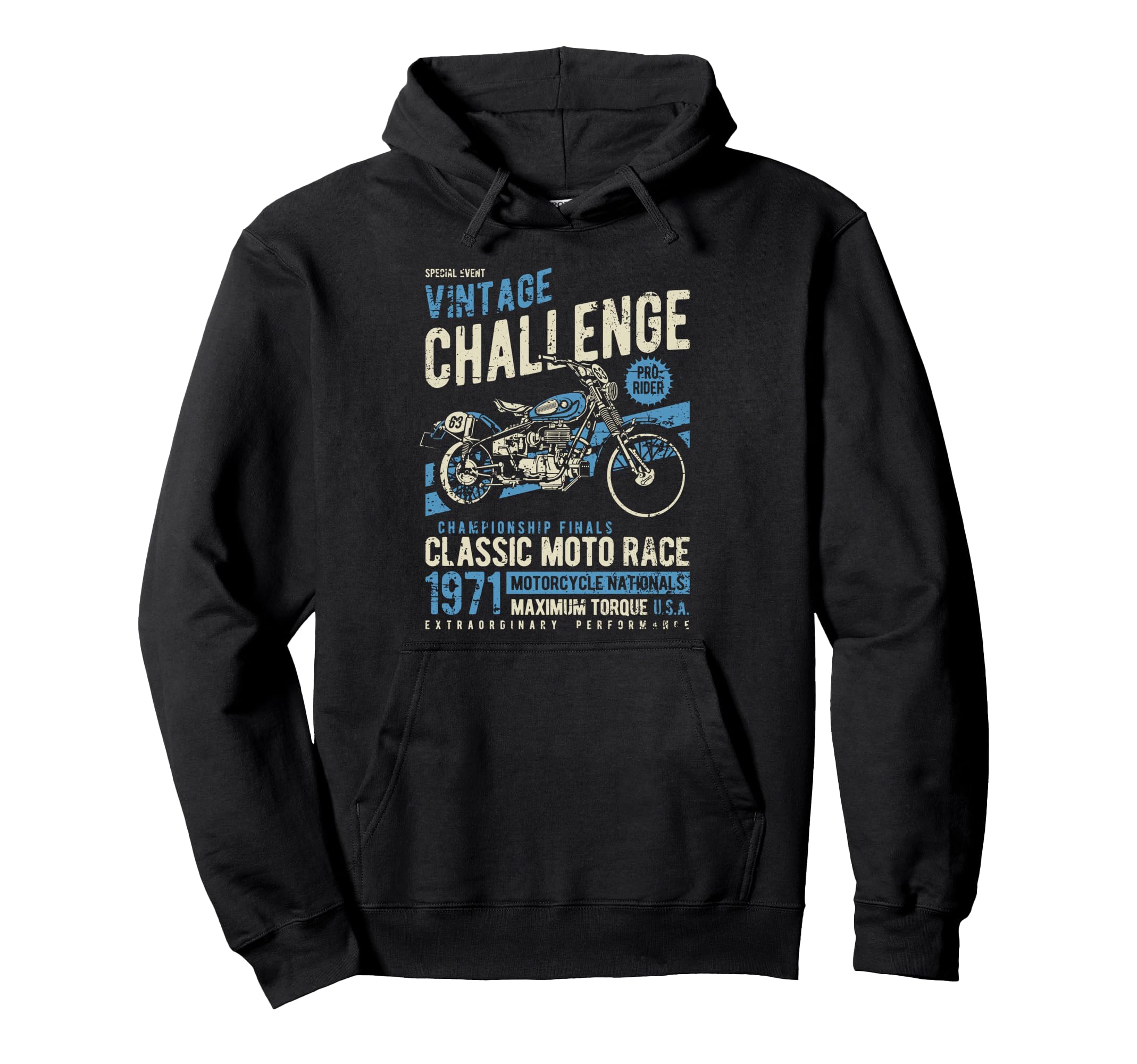 Challenge Motorcycle Race Distressed Hoodie - Minimalist Print for Adults - T-Shirt, Sweatshirt, Hoodie
