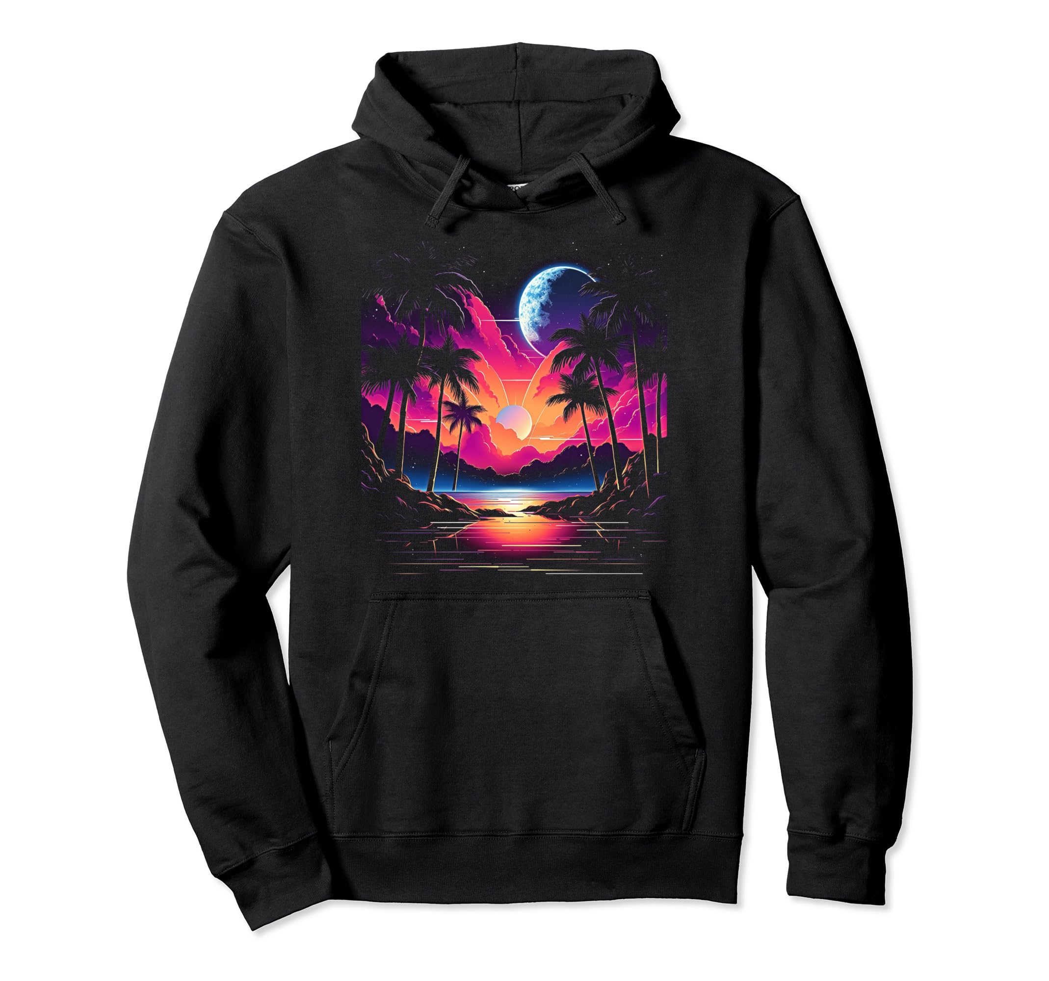 Vaporwave Solar System 80S Synthwave Hoodie - Aesthetic Graphic for Adults - T-Shirt, Sweatshirt, Hoodie