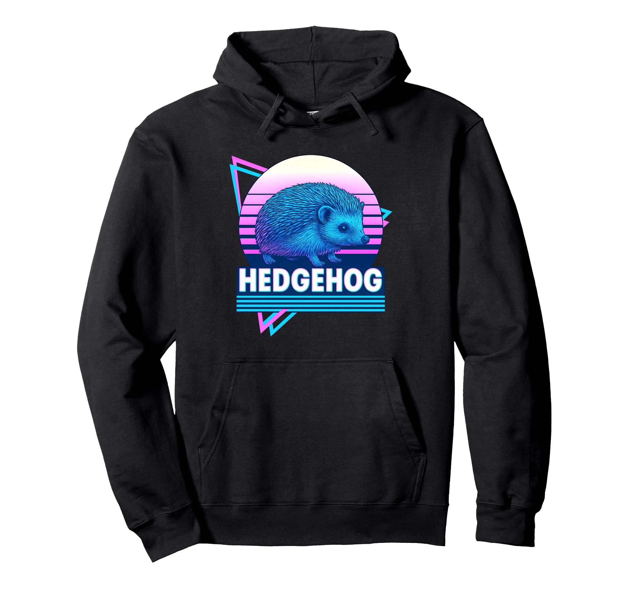Hedgehog Synthwave Aesthetic Pet Lover Hoodie - Minimalist Print for Adults - T-Shirt, Sweatshirt, Hoodie