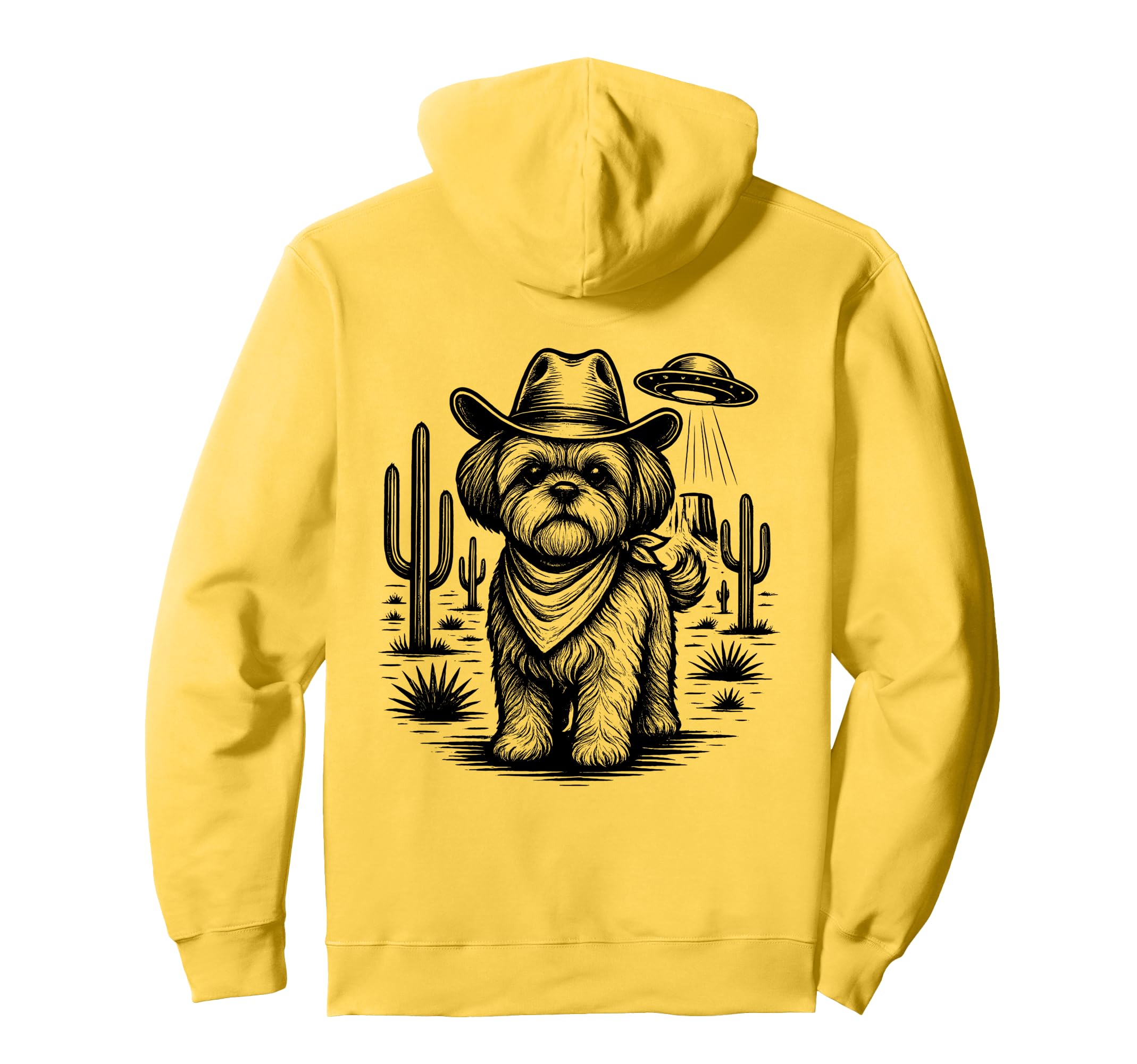 Cowboy Shih Tzu Dog Ufo Western Hoodie - Trendy Graphic Men Women - T-Shirt, Sweatshirt, Hoodie
