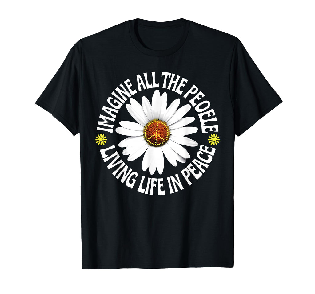 Peace Flower Imagine All People Boho Hippie T-Shirt - Graphic Print Unisex - T-Shirt, Sweatshirt, Hoodie