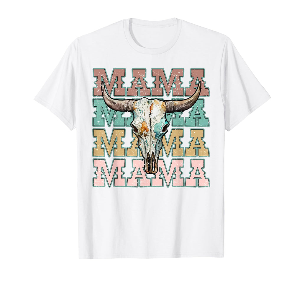 Mama Western Mom Bull Skull Cow Skull Mom T-Shirt - Custom Art Print Unisex - T-Shirt, Sweatshirt, Hoodie