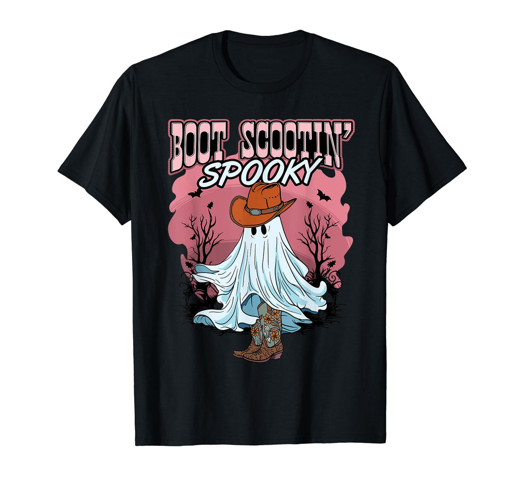 Halloween Ghost Western Funny Boot T-Shirt - Casual Everyday Wear Unisex - T-Shirt, Sweatshirt, Hoodie