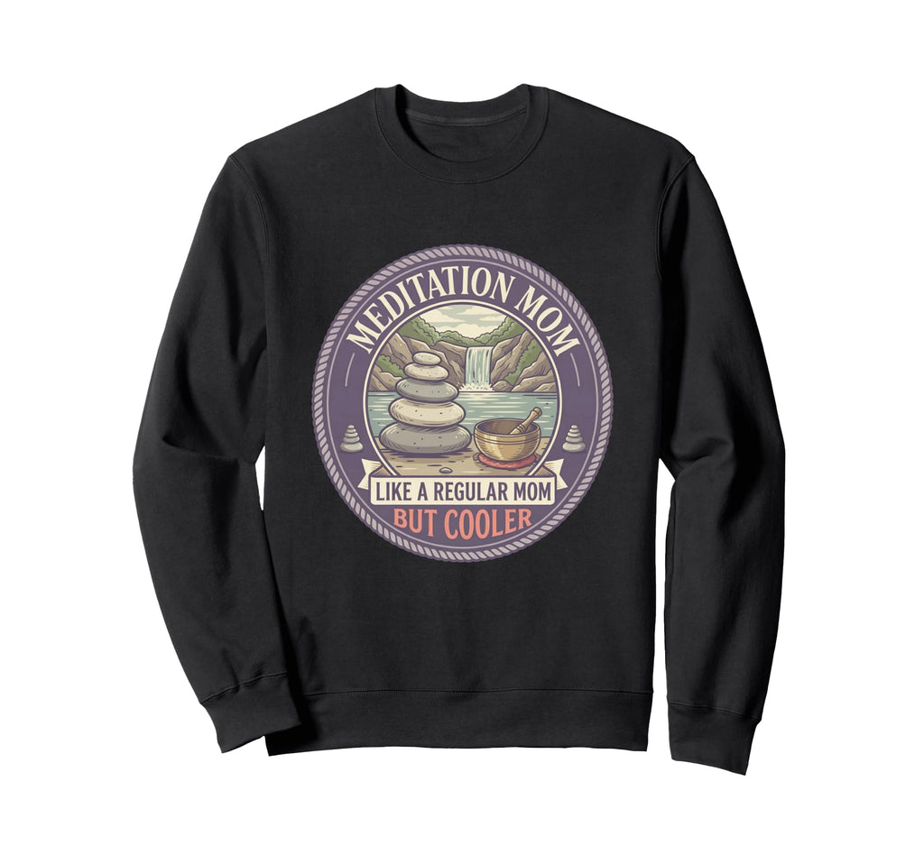Meditation Mom Like Regular Mom But Sweatshirt - Unique Graphic Unisex - T-Shirt, Sweatshirt, Hoodie