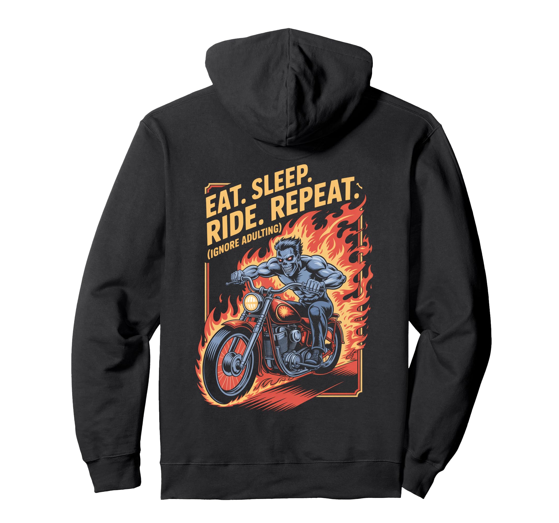 Skeleton Funny Motorcycle Riding Hoodie - Casual Everyday Wear for Adults - T-Shirt, Sweatshirt, Hoodie