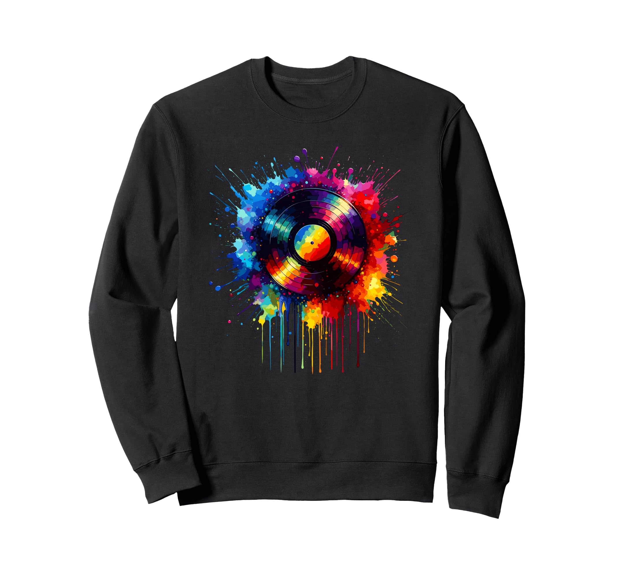 Splash Art Vinyl Disc Record Sweatshirt - Aesthetic Graphic Men Women - T-Shirt, Sweatshirt, Hoodie