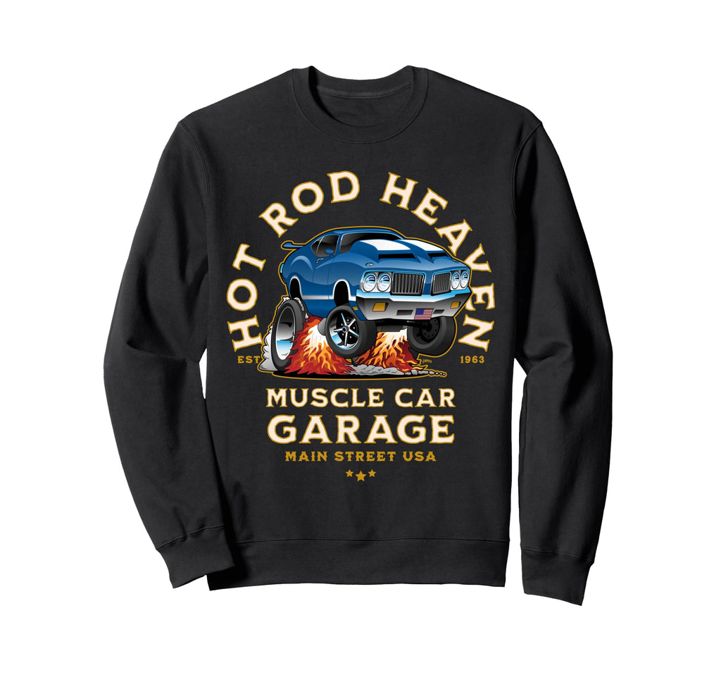 Hotrod Heaven Muscle Car Garage Sweatshirt - Aesthetic Graphic Men Women - T-Shirt, Sweatshirt, Hoodie
