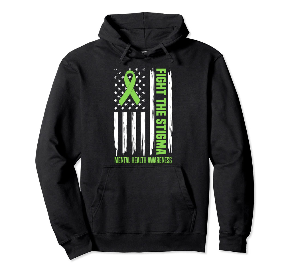 Fight Stigma Mental Health Warrior Hoodie - Minimalist Print Men Women - T-Shirt, Sweatshirt, Hoodie