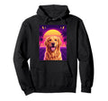 Synthwave Golden Retriever Sunset 80S Hoodie - Novelty Apparel for Adults - T-Shirt, Sweatshirt, Hoodie