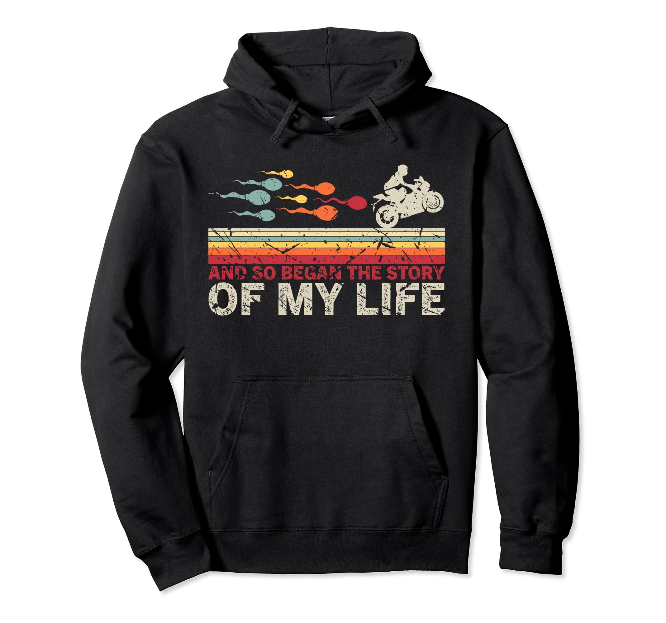 Motorcycle Evolution Shadow Biker Hoodie - Custom Art Print for Adults - T-Shirt, Sweatshirt, Hoodie