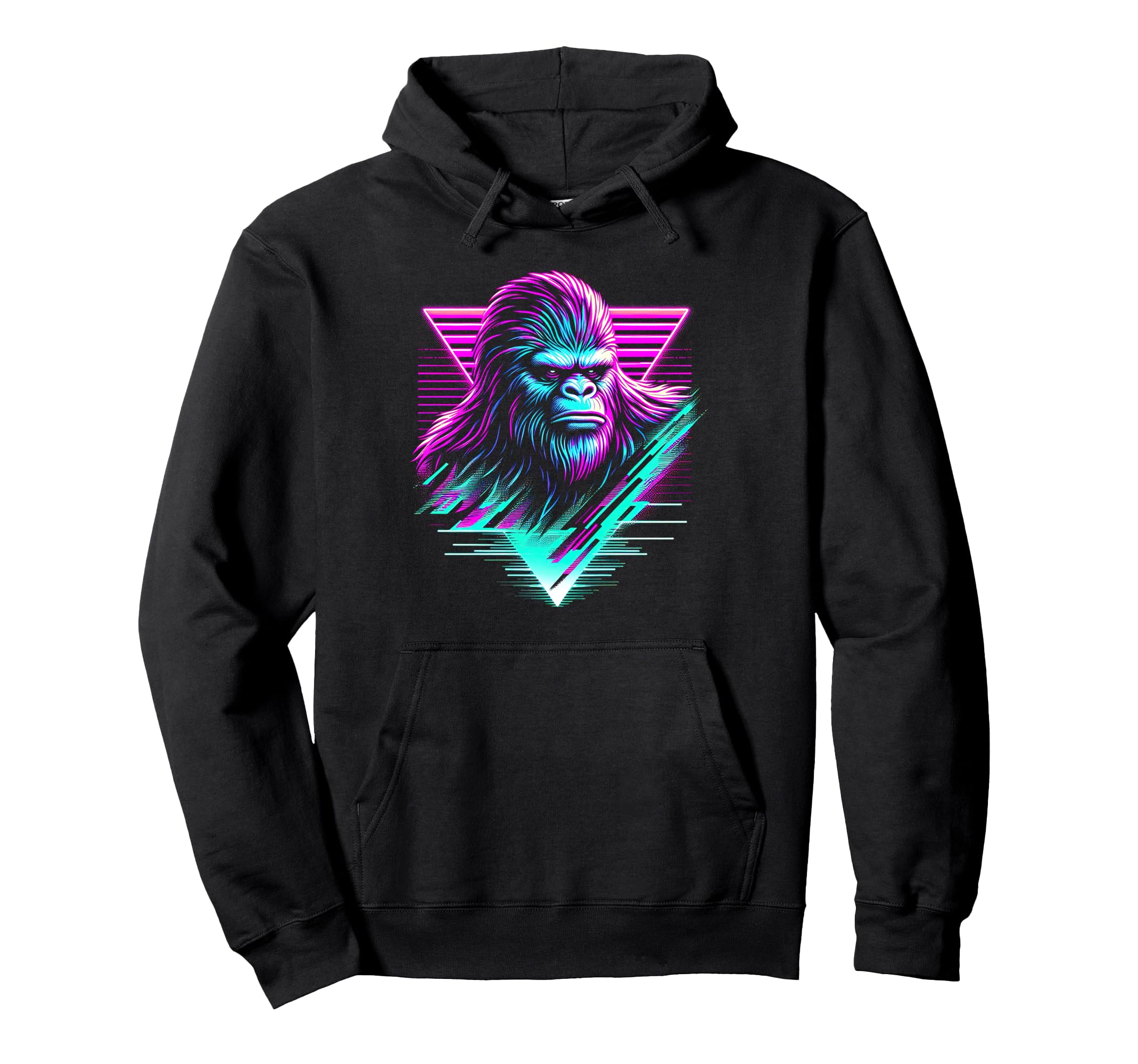 Synthwave Bigfoot 80S Aesthetic Cryptid Hoodie - Minimalist Print Unisex - T-Shirt, Sweatshirt, Hoodie