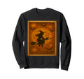 Witch And Black Cat Halloween Sweatshirt - Custom Art Print Men Women - T-Shirt, Sweatshirt, Hoodie