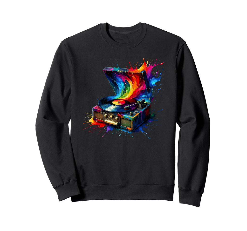 Splash Art Vinyl Record Player Music Sweatshirt - Minimalist Print Unisex - T-Shirt, Sweatshirt, Hoodie