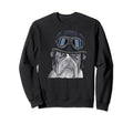 Bulldog Wearing Motorcycle Helmet Sweatshirt - Novelty Apparel Unisex - T-Shirt, Sweatshirt, Hoodie
