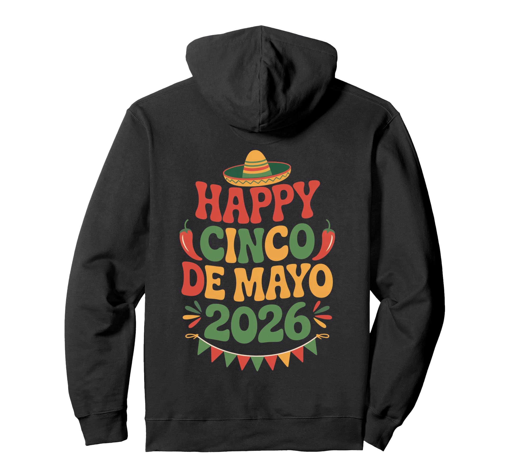 Happy Cinco De Mayo 2026 Groovy Sombrero Hoodie - Unique Graphic Unisex - T-Shirt, Sweatshirt, Hoodie