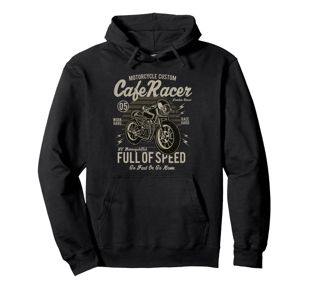 Cafe Racer Motorcycle Full Speed Hoodie - Aesthetic Graphic Men Women - T-Shirt, Sweatshirt, Hoodie