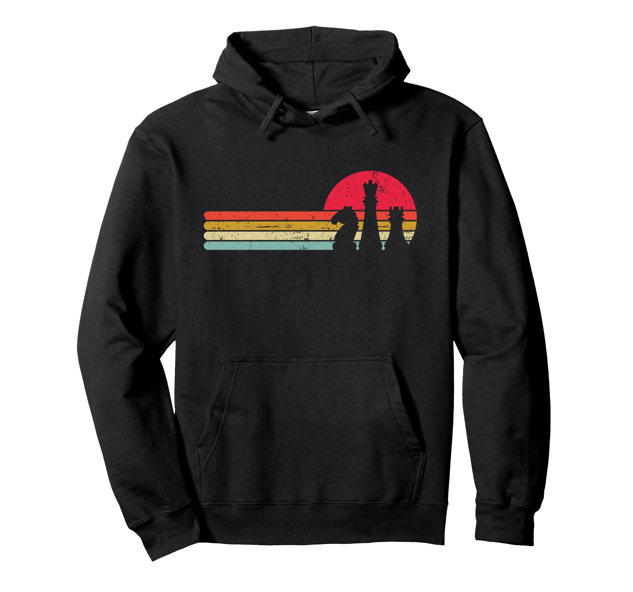 Sunset Chess Distressed Chess Player Hoodie - Trendy Graphic Unisex - T-Shirt, Sweatshirt, Hoodie