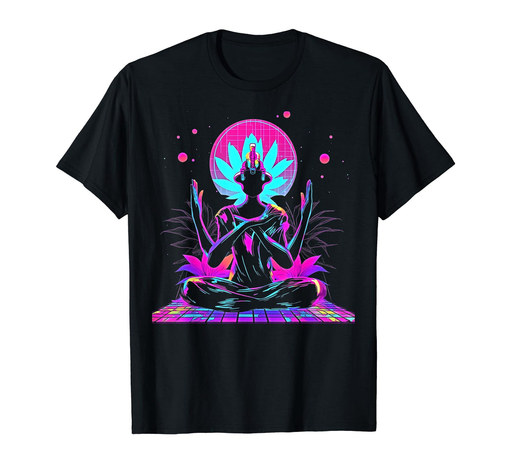 Synthwave Alien Buddha Cyberpunk 80S T-Shirt - Aesthetic Graphic Men Women - T-Shirt, Sweatshirt, Hoodie